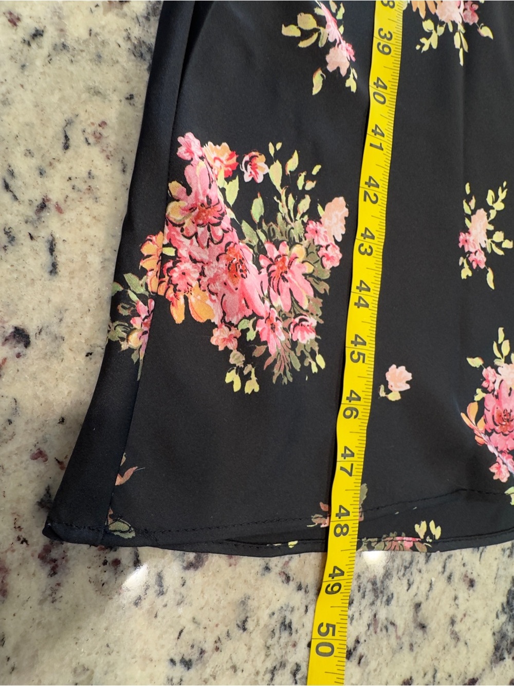 Black Floral Slip Dress with Pink Bouquet Print - Picture 7 of 7